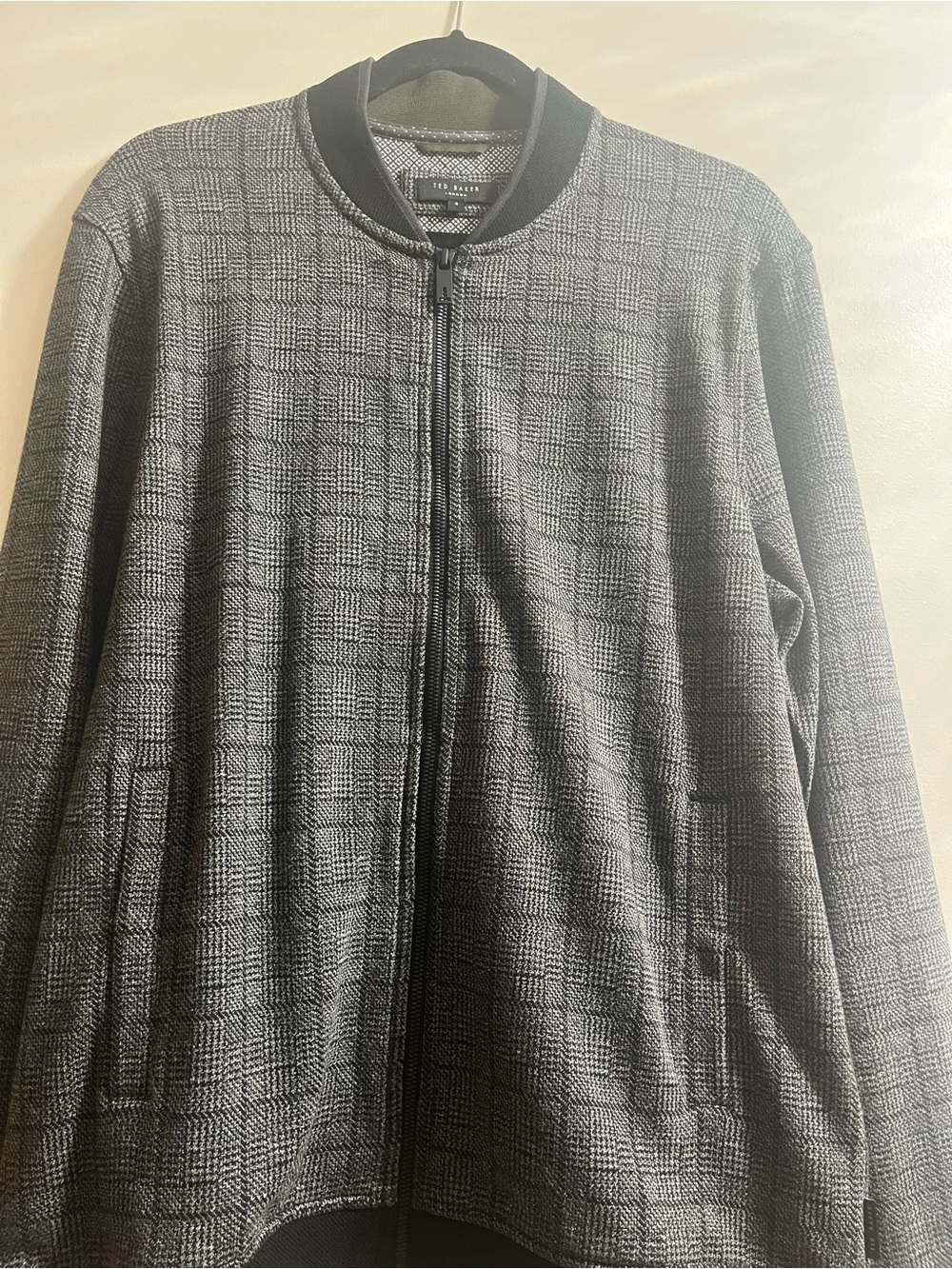 Ted Baker Black & Gray Glen Plaid Bomber Jacket